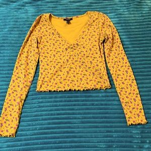 Forever 21 Yellow long sleeve crop top